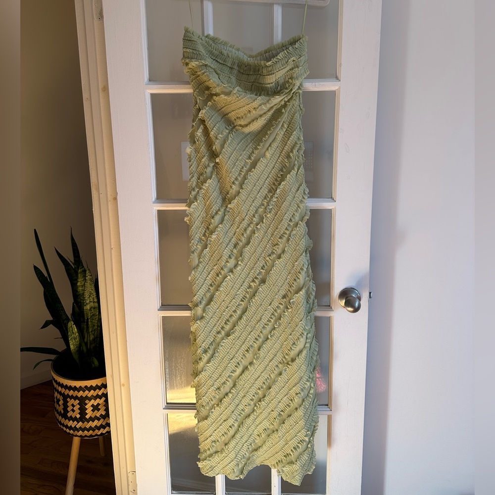 Endless Rose Anthropologie Ruffled Strapless Maxi Dress